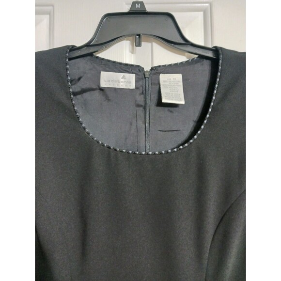 NWT Women's Vintage Liz Claiborne Black Layered Hem Dress Size 10 - Picture 2 of 9